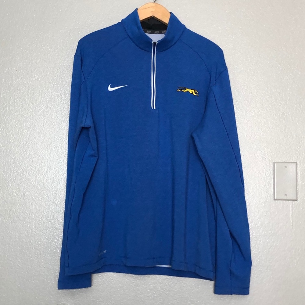 NIKE Men’s LG BLUE DRI-FIT TRAINING L/S 1/4 ZIP PULLOVER TEAM LOGO